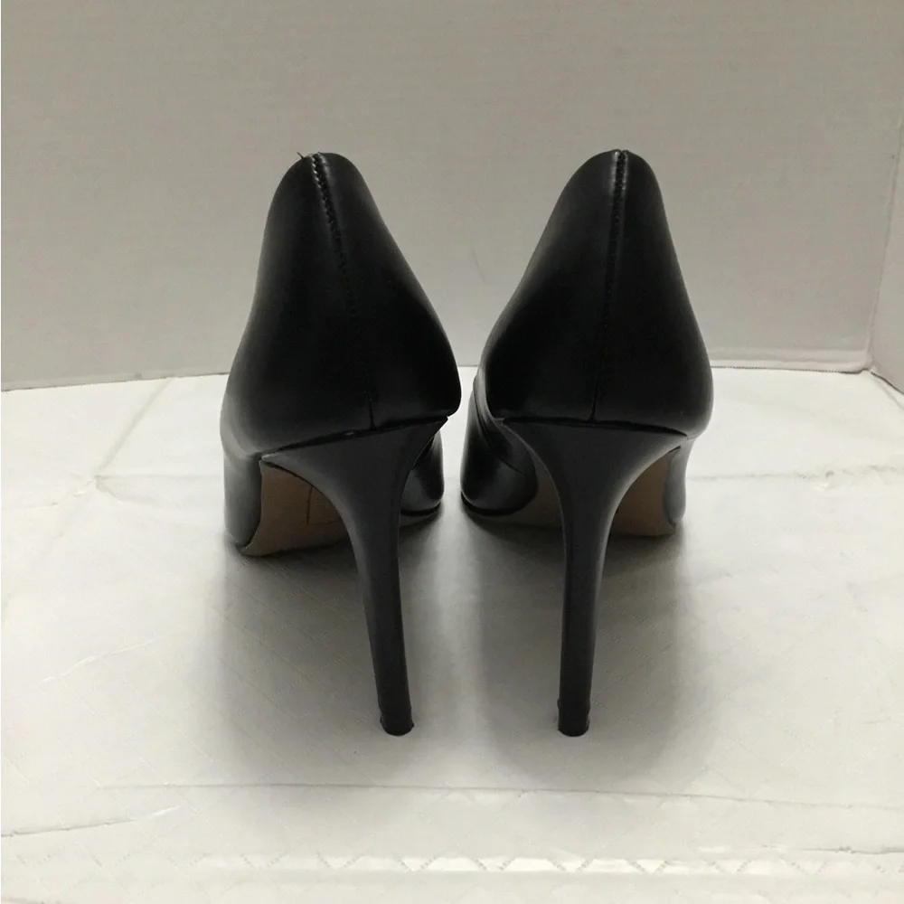 Christian Siriano Black Pointed-Toe Leather Heels